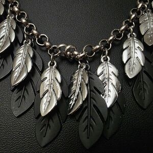 Elegant Black and Silver Feather Necklace